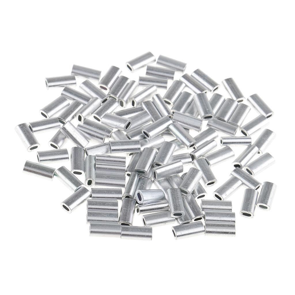 Pack of 200 Pieces Fishing Wire Single Barrel Crimp Sleeves, Fishing Line Leader Rigging Tackle Wire Rope Clips Tube Connector