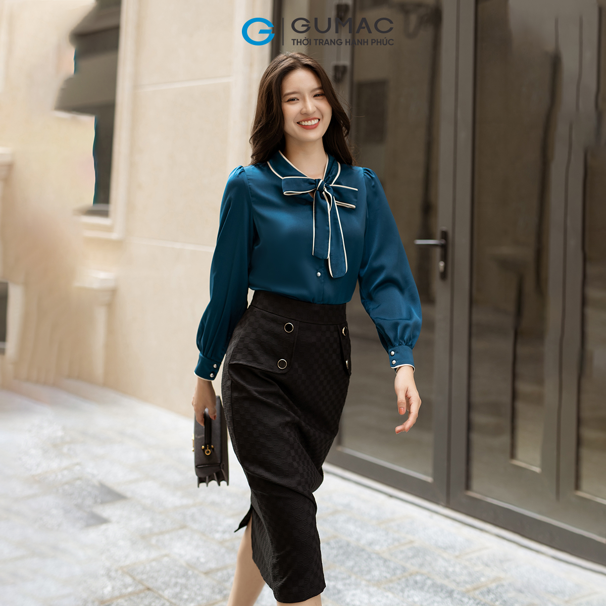 Chân váy phối tà GUMAC VD05002