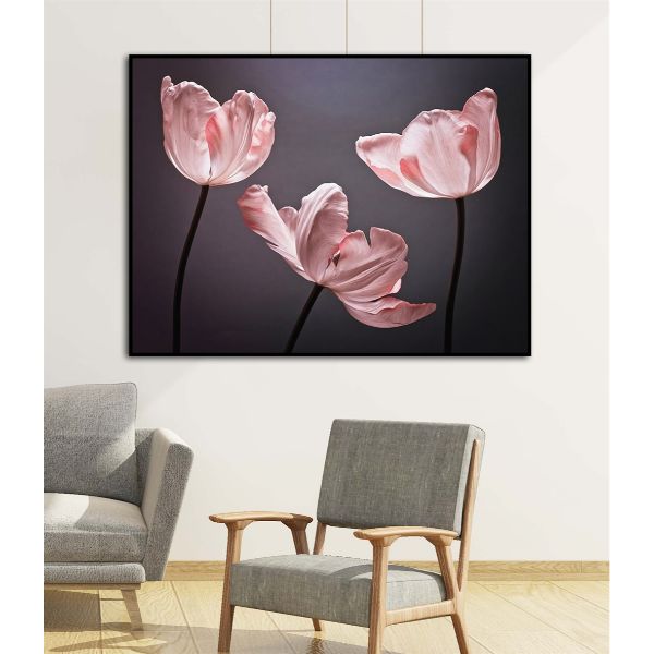 Tranh canvas hoa tulip hồng -trang trí treo tường