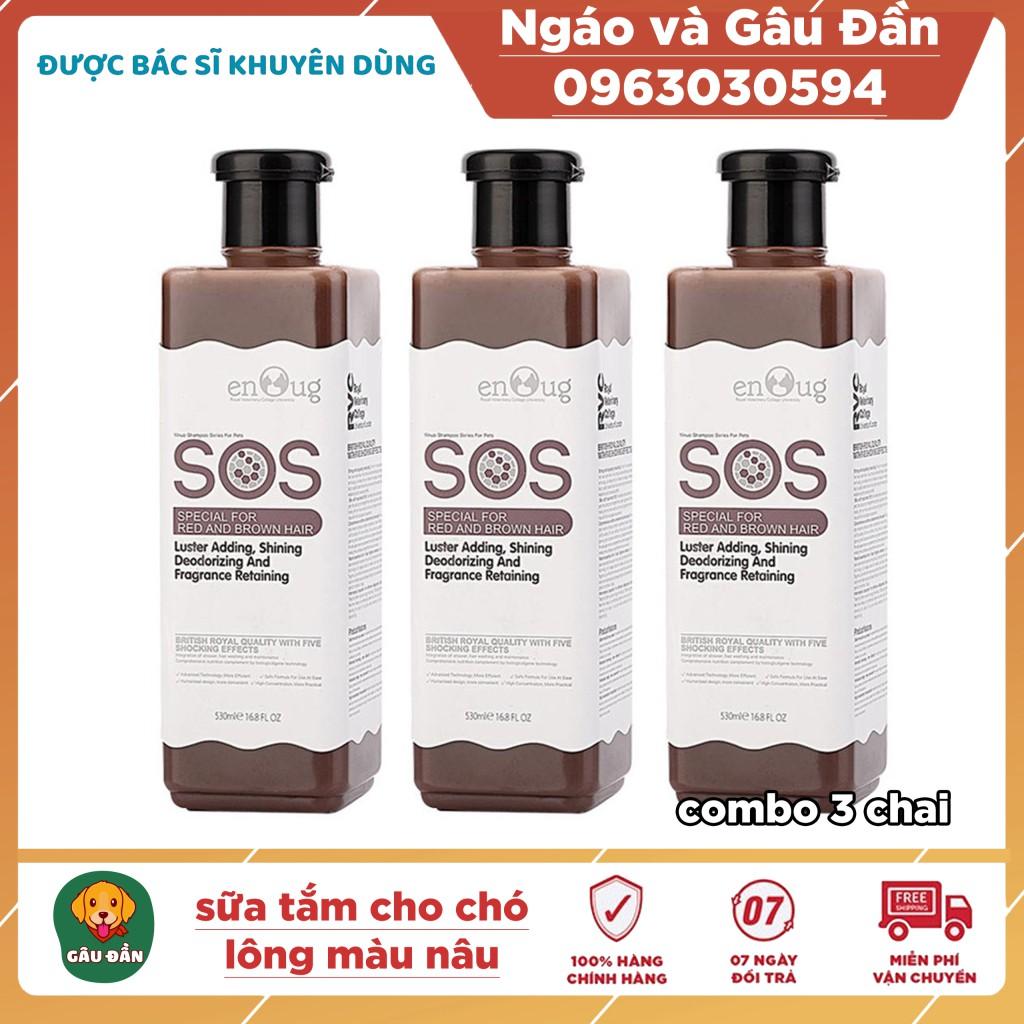 Combo 3 chai Sữa tắm SOS cho chó lông nâu đỏ chai 530ml màu nâu, hàng chính hãng