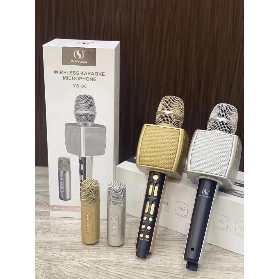 Micro Karaoke Bluetooth YS-98 Không Dây Mic Livestream Kết Nối Không Dây Hỗ Trợ Ghi Âm Míc SONG CA