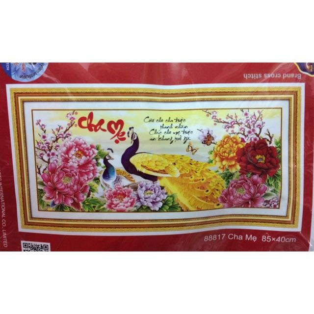 Tranh thêu chữ thập Cha Mẹ 88817-85x40cm