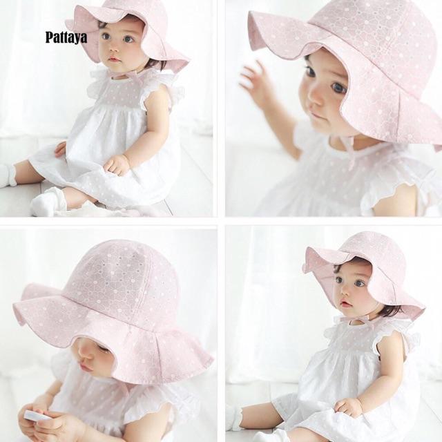 Mũ Cotton Rộng Vành Xinh Xắn Bé Gái (1-3 tuổi