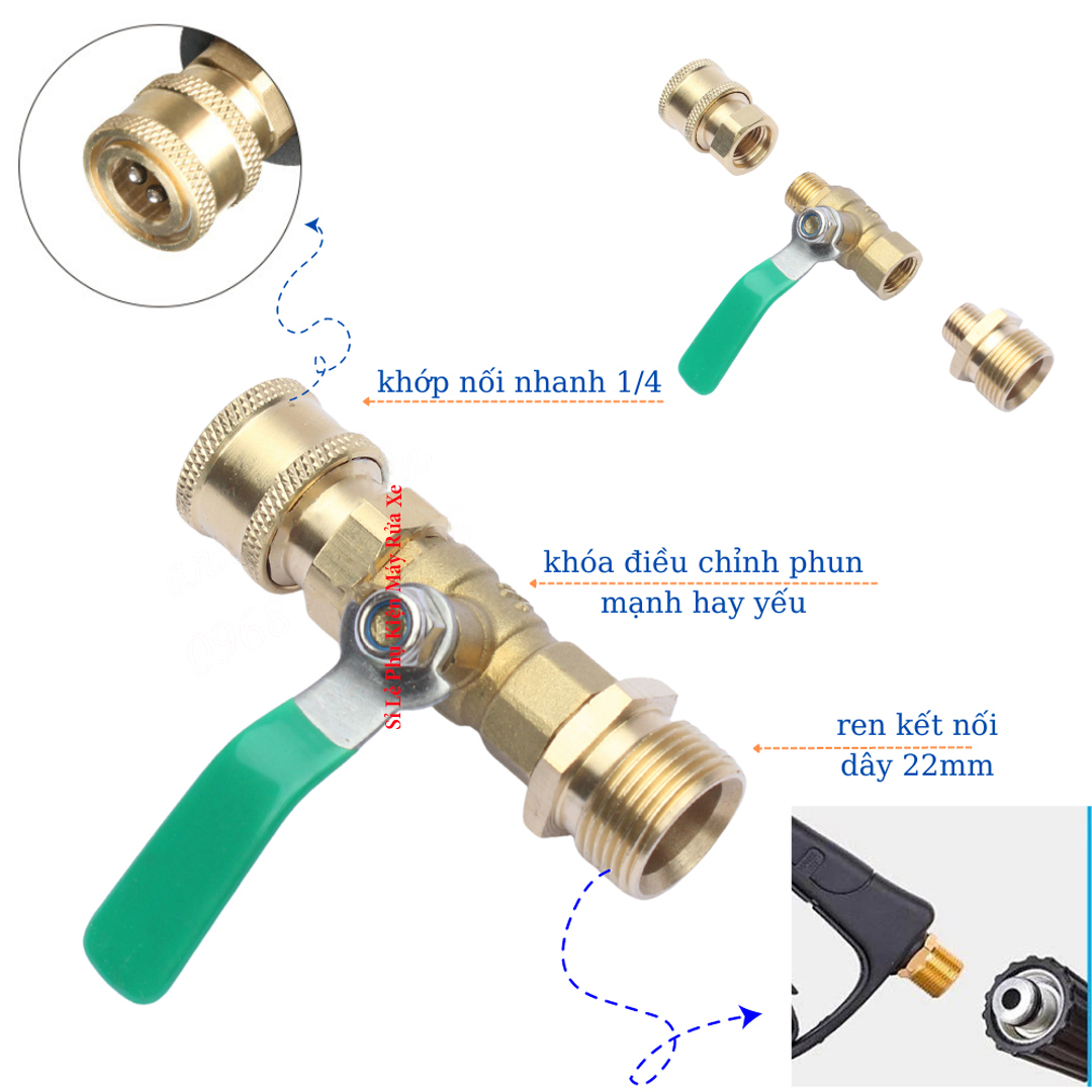 Cần xịt vệ sinh máy lạnh điều hòa dạng cong gắn dây rửa xe ren 22mm thông dụng