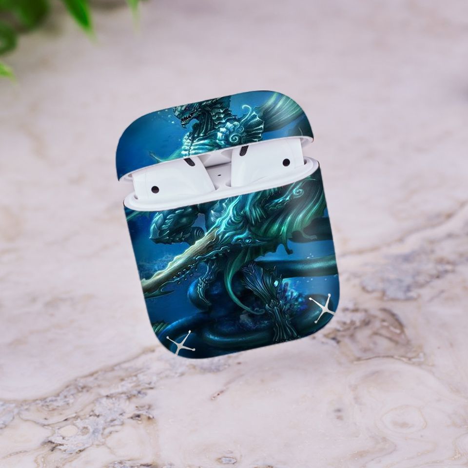 Miếng dán skin chống bẩn cho tai nghe AirPods in hình Rồng Dragon - dra002 (bản không dây 1 và 2)