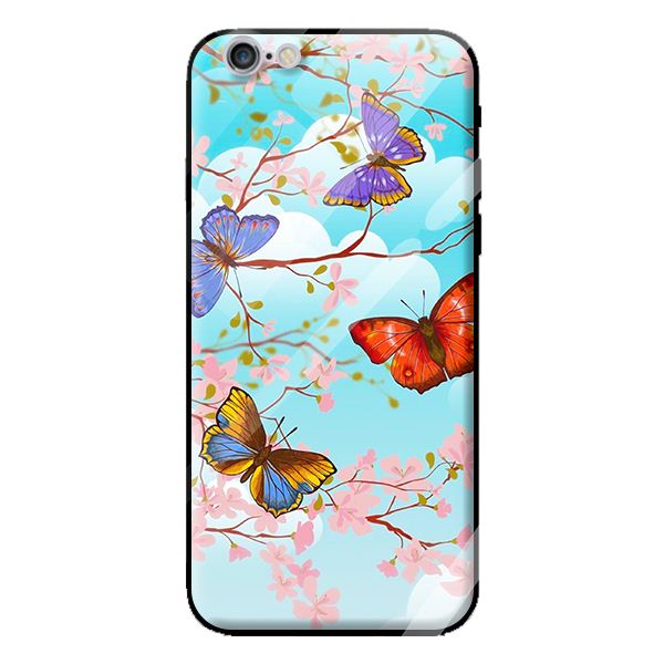 Ốp kính cường lực cho iPhone 6s mẫu BƯỚM 4 MÀU 1 - Hàng chính hãng