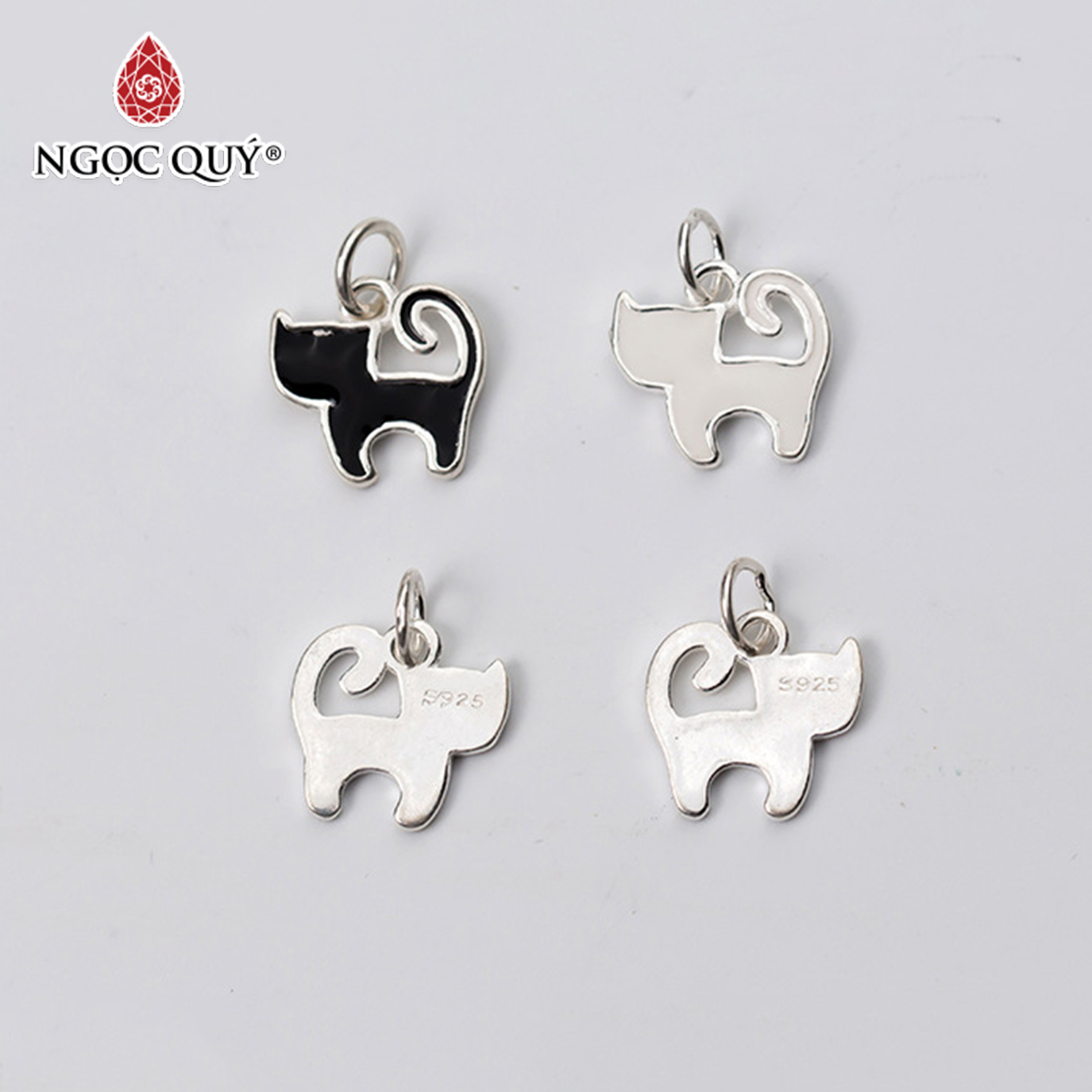 Charm treo mèo may mắn - Ngọc Quý Gemstones