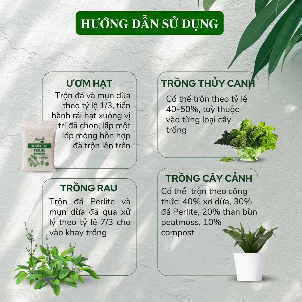 Đá perlite, giá thể giàu khoáng chất, trồng hồng, sen đá, tăng độ tươi xốp, thoát nước tốt, túi 600g