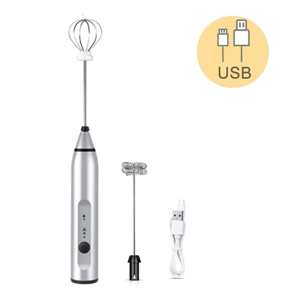 3 Tốc Độ Trứng Be Cà Phê Sữa Uống Đánh Trộn Đầu USB Sạc Eggbeater Frother Khuấy Thực Phẩm Cầm Tay Máy Xay Đánh Trứng