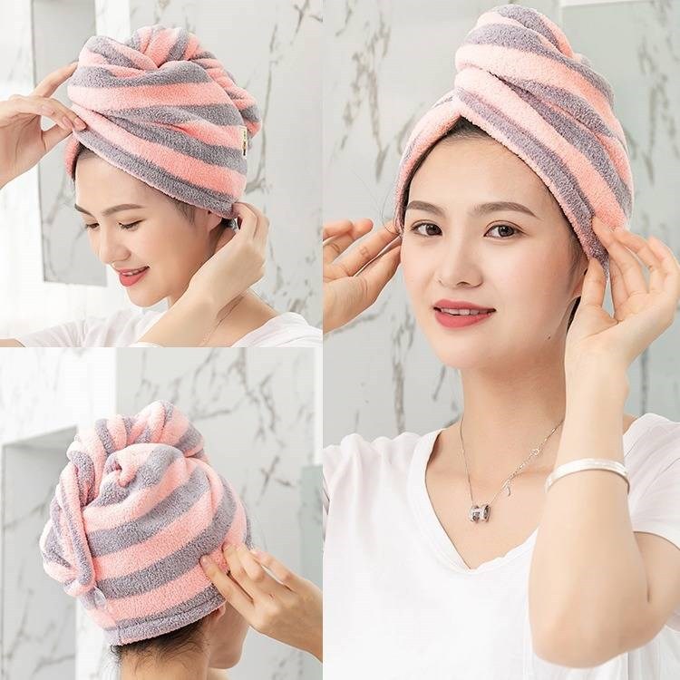 Khăn Cotton Quấn Tóc Cực Nhanh - Khô Tóc Siêu Tốc  (Tặng cột tóc đính hạt)