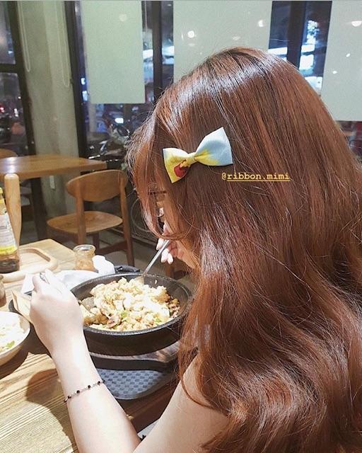Kẹp Tóc Nơ Vải Hoa Handmade Cao Cấp Ribbon.mimi cột / kẹp