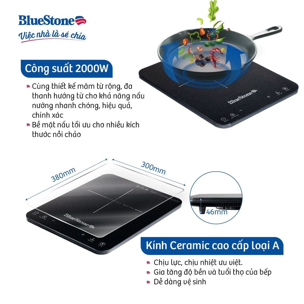 Bếp Từ Đơn BlueStone ICB-6729 2000W - Hàng chính hãng