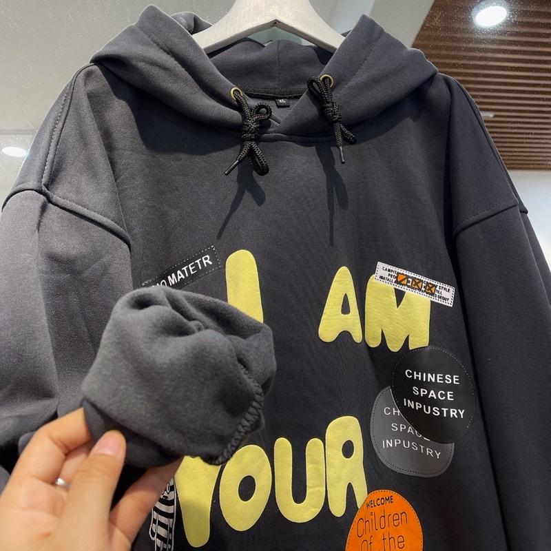 áo Hoodie nỉ I AM YOUR màu xám đen unisex ảnh thật SSSTore ( nam nữ mặc đều được