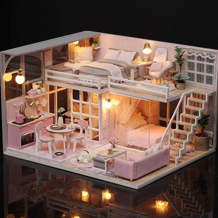 Mô hình nhà DIY Doll House Girlish Dream Kèm Mica Chống bụi