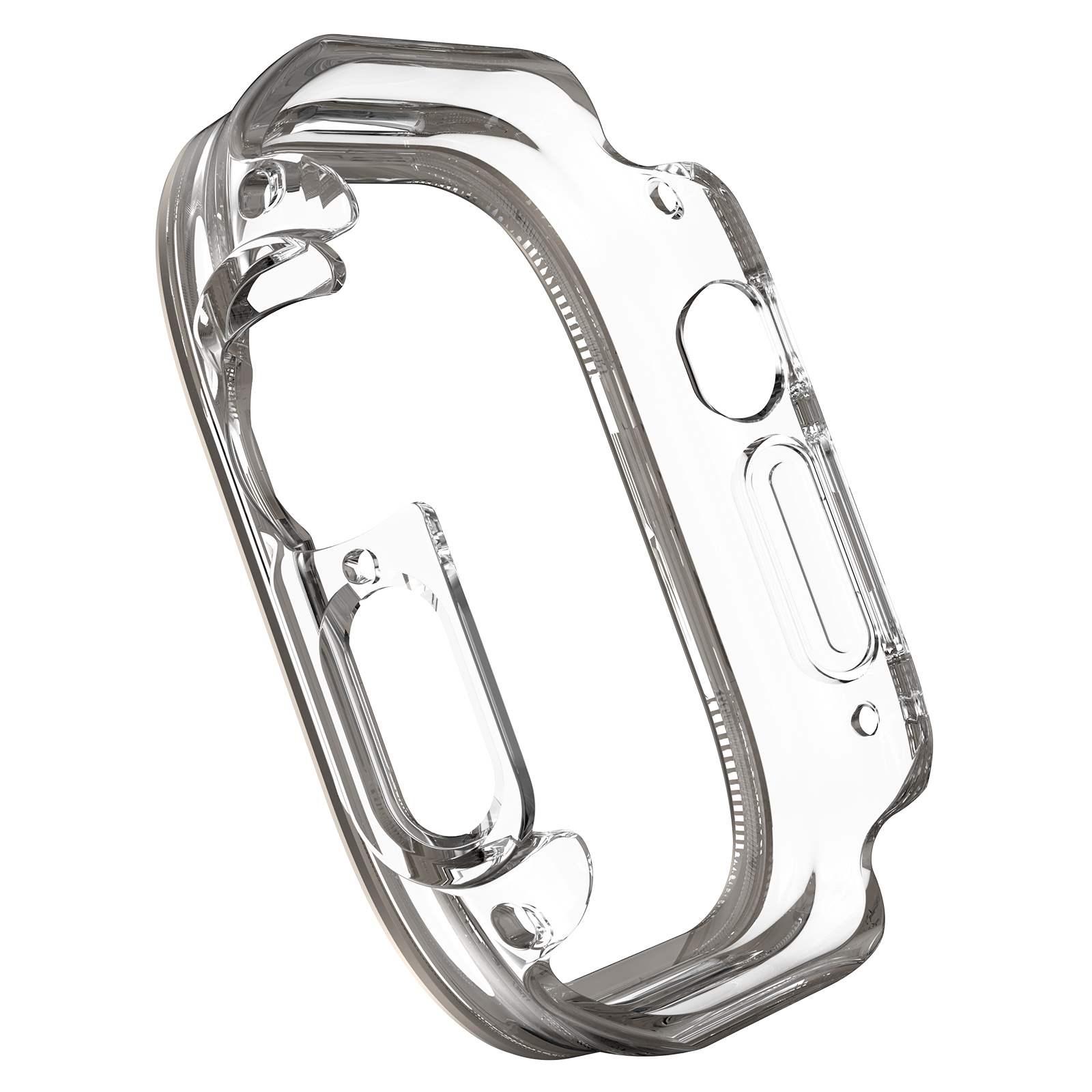 Ốp Case PC Mặt Kính Cường Lực Trong Suốt Viền Màu cho Apple Watch Ultra 1/2 49mm - Hàng Chính Hãng