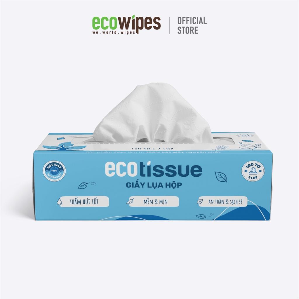 Combo 10 hộp khăn giấy khăn ăn giấy lụa Ecotissue hộp cao cấp 180 tờ siêu mềm mịn thấm hút tốt an toàn khi sử dụng