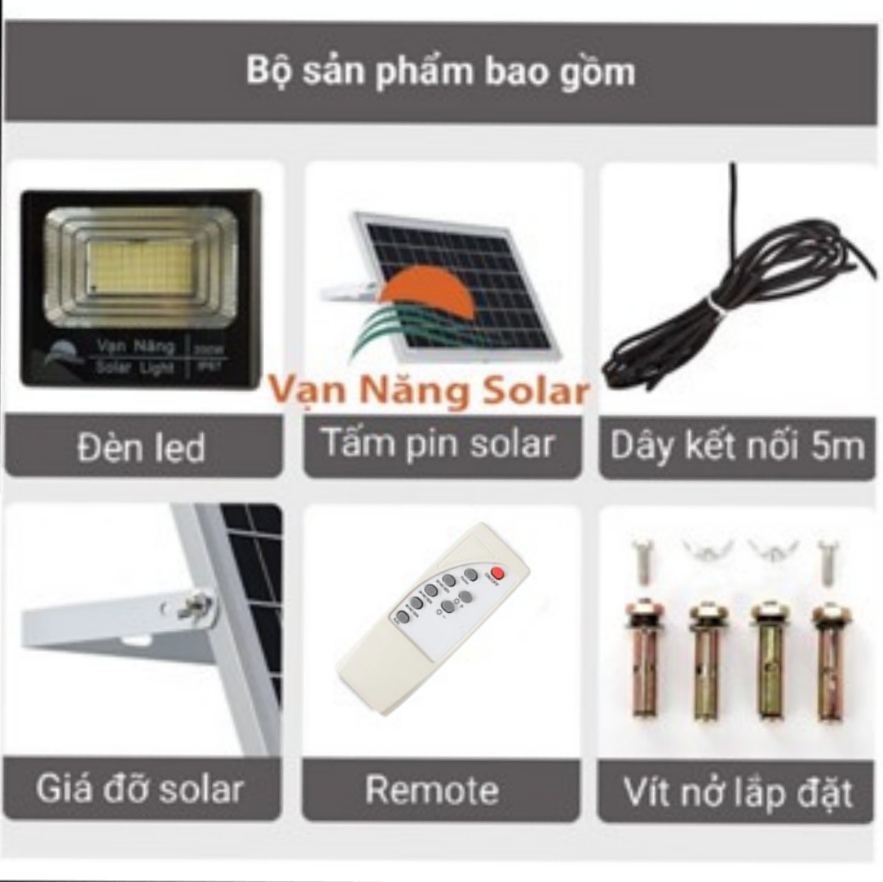 Đèn pha năng lượng mặt trời vạn năng solar 25w