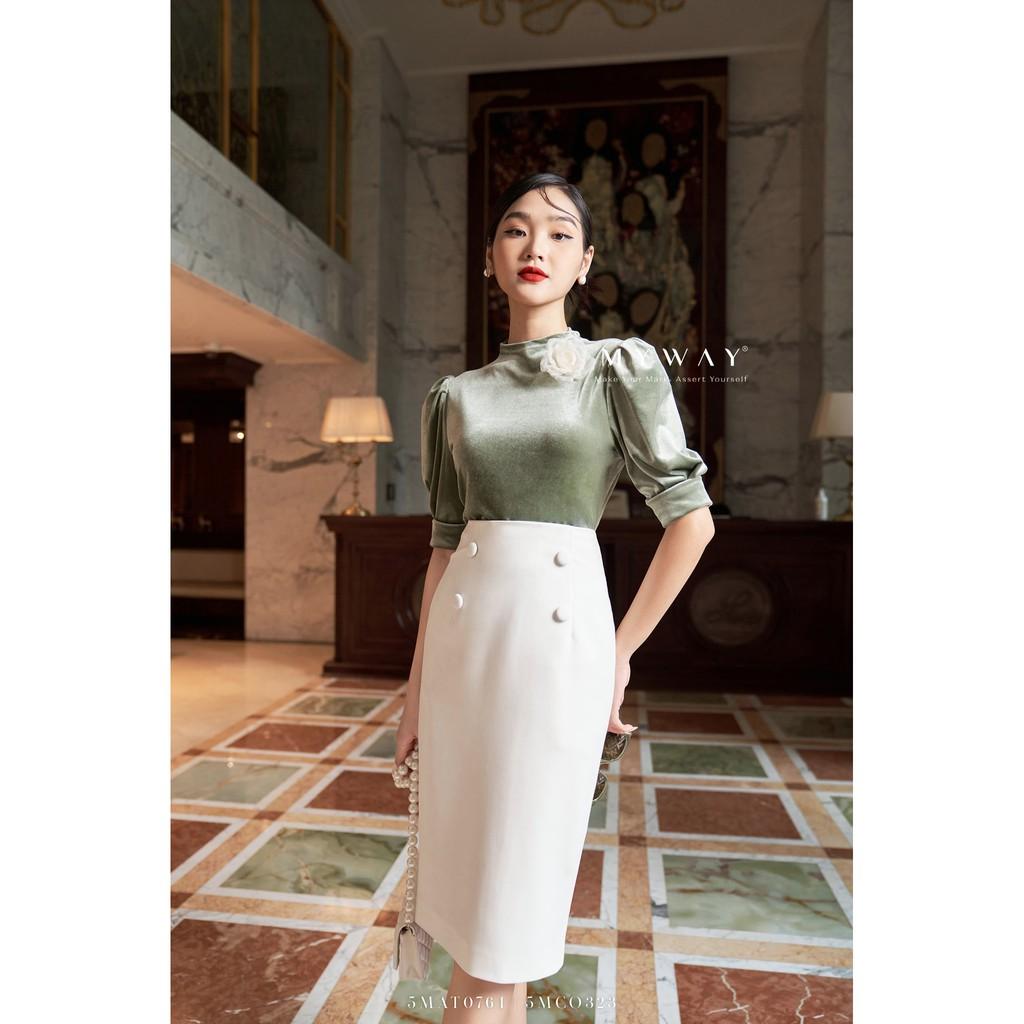 Chân Váy Bút Chì My Way Cạp Cao Đính Cúc Sang Trọng 5MCO323