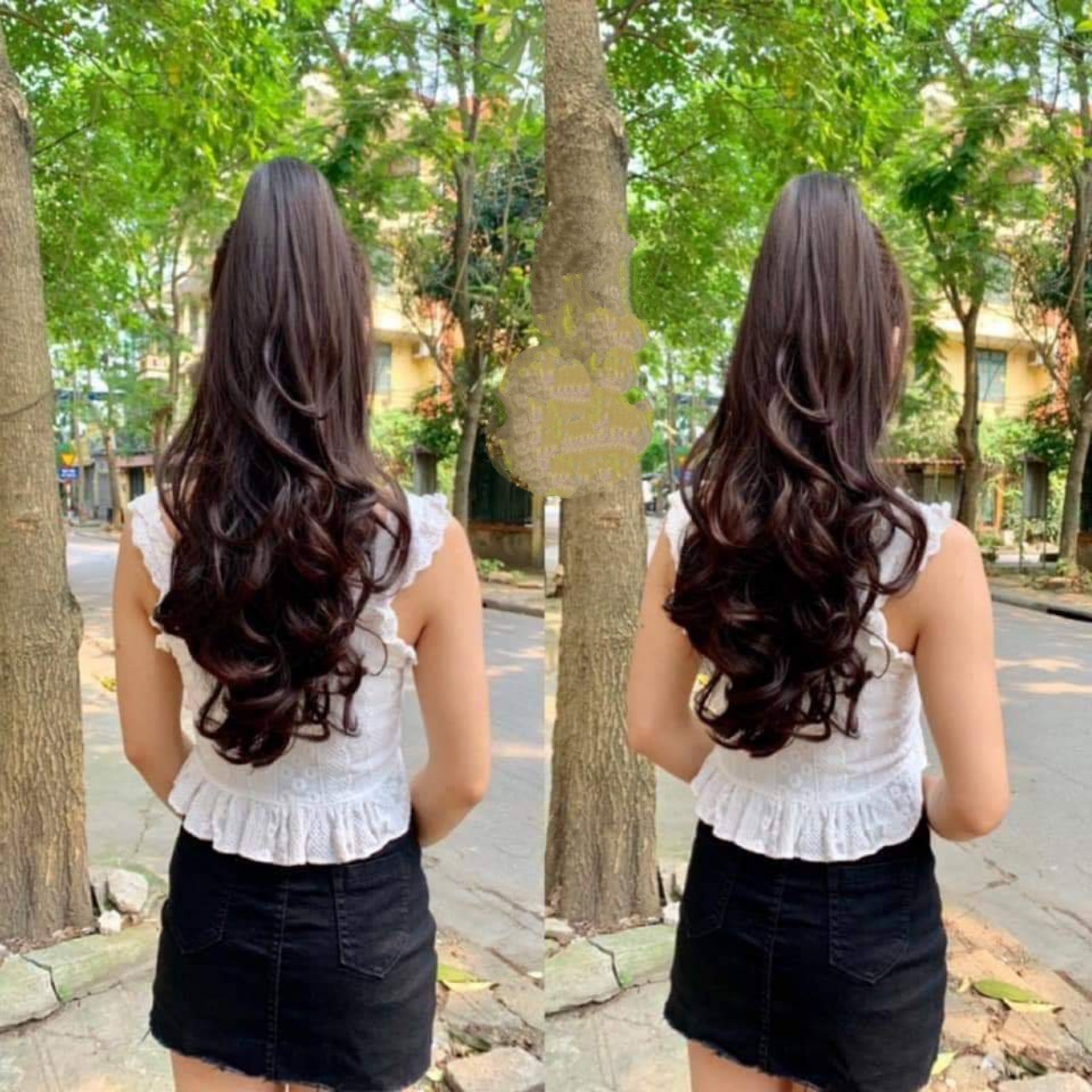 Tóc giả ngoặm xoăn dài siêu sang chảnh, giống tóc thật 100%, chất tơ cao cấp mềm mịn, chịu nhiệt tốt, có thể bấm, uốn, duỗi, gội thoải mái