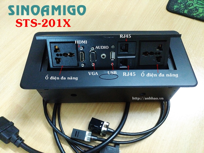 Ổ điện âm bàn văn phòng Sinoamigo STS-201XB nhập khẩu chính hãng