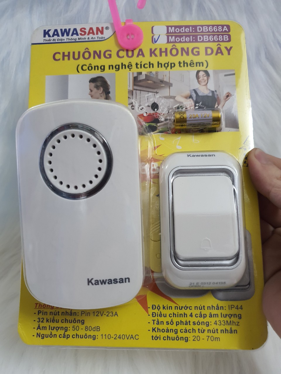 Chuông cửa không dây KAWASAN DB668B - Hàng chính hãng