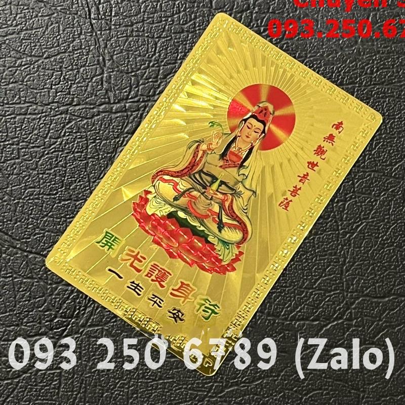 Thẻ Kim Bài Quan Âm Bồ Tát Plastic Vàng cầu bình An - Đã Khai Quang