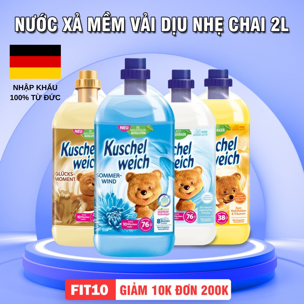 Nước xả làm mềm vải dịu nhẹ KUSCHELWEICH bé yêu chai 2L