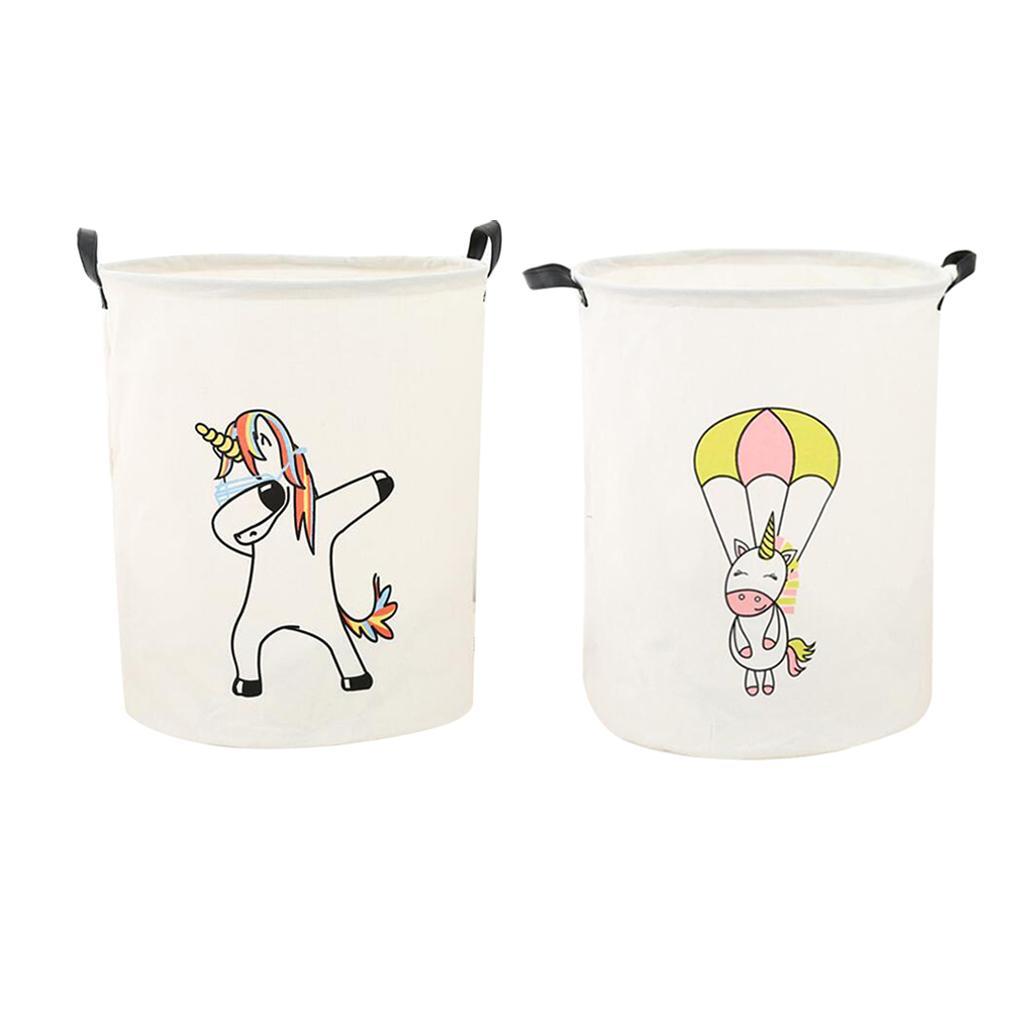 2pcs Cute Unicorn Storage Basket Laundry Bedroom Office Cloth Toys Organizer