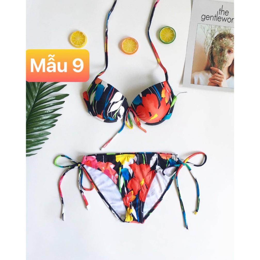 Bikini áo ngực quần chip cột nơ cam đất (9 màu)