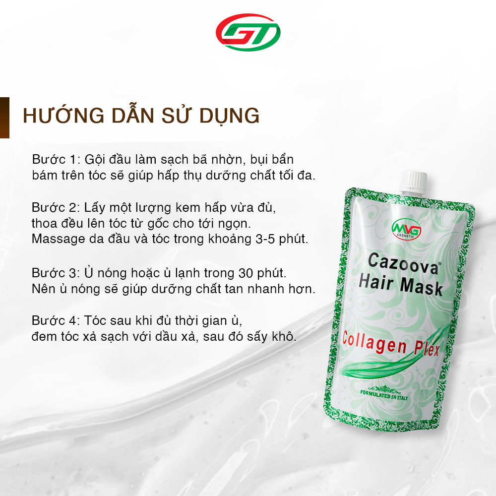 Kem Ủ Tóc Collagen Cazoova Hair Mask, bổ sung Collagen giúp tóc đanh dai mềm mịn 500ml &amp; 100ml