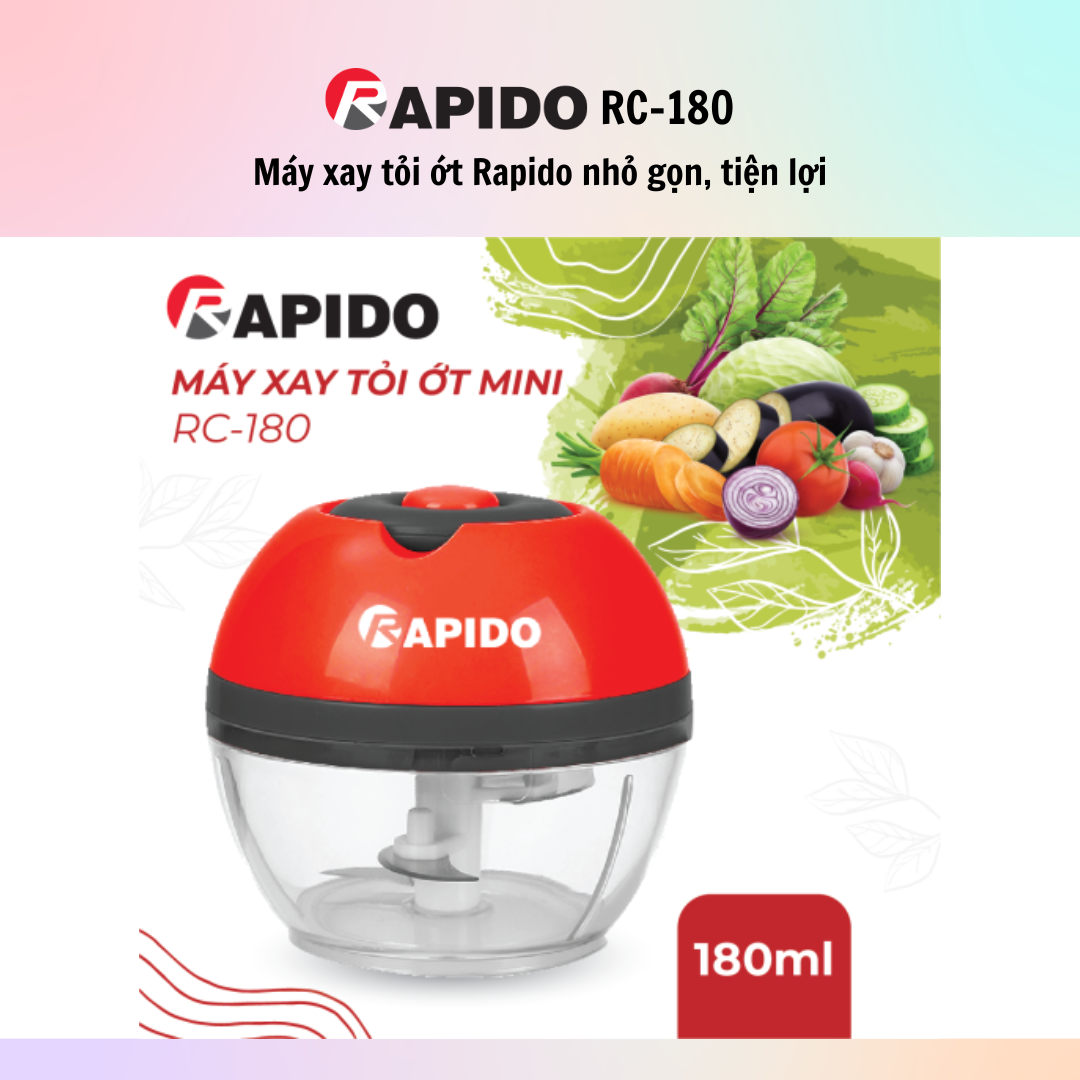 Máy xay tỏi ớt mini đa năng Rapido RC-3B/RC-2B 180ml - Hàng chính hãng - Tiện Dụng dùng trong gia đình