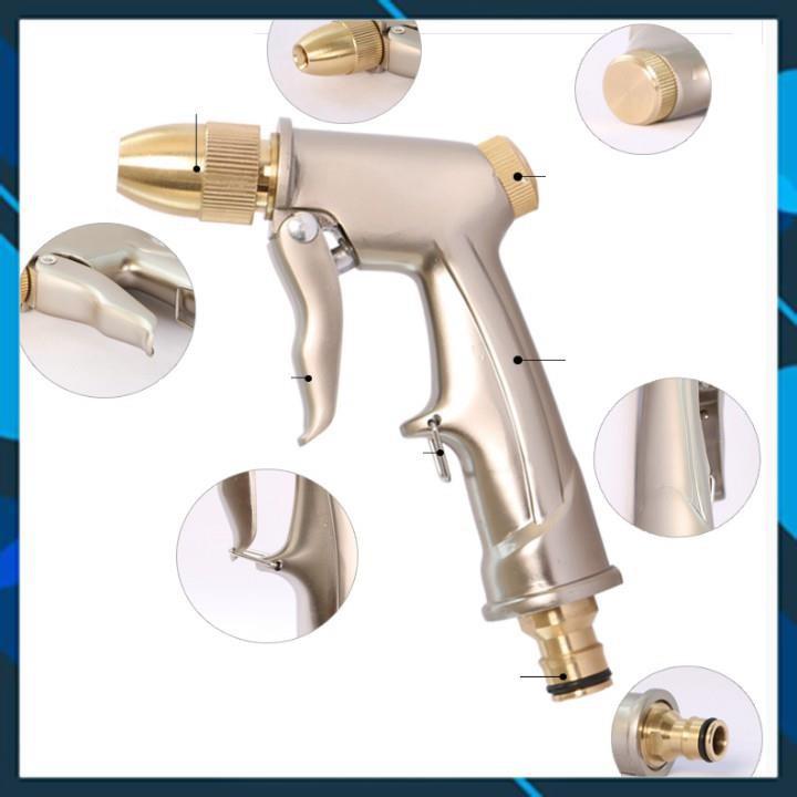 Vòi Xịt️ Bộ dây vòi xịt nước rửa xe, tưới cây , tăng áp 3 lần, loại 20m 206701-1 đầu đồng, cút, nối đen