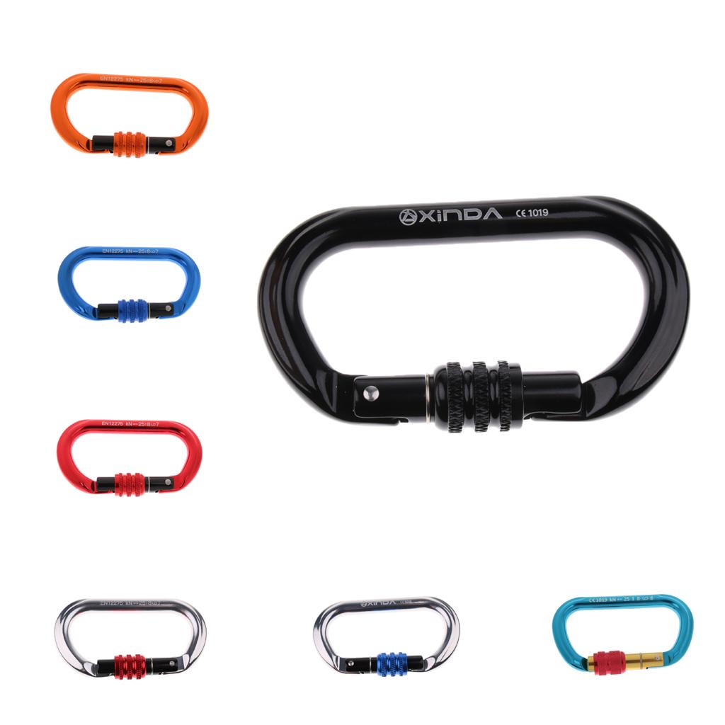 Rock Climbing Carabiner Clip Screw Locking O-Shaped Safety Buckle Aviation Aluminum 8KN-25KN