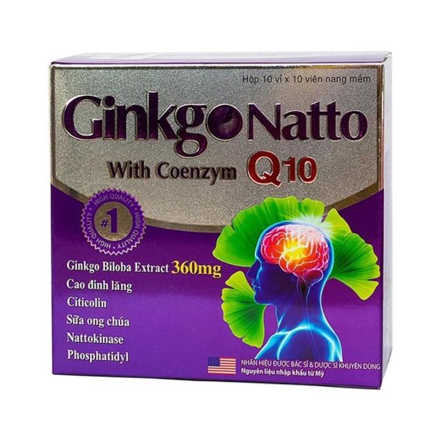 Ginkgo Natto Q10 Tăng cường lưu thông máu, giảm các di chứng sau tai biến (hộp 100 viên )