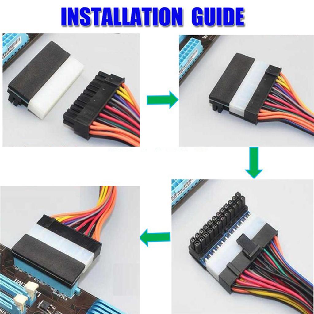 ATX 24Pin female to 24pin male right angle adapter for desktop power supply