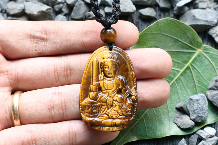 Mặt Dây Chuyền Văn Thù Bồ Tát Đá Mắt Hổ Ngọc Quý Gemstones GA97