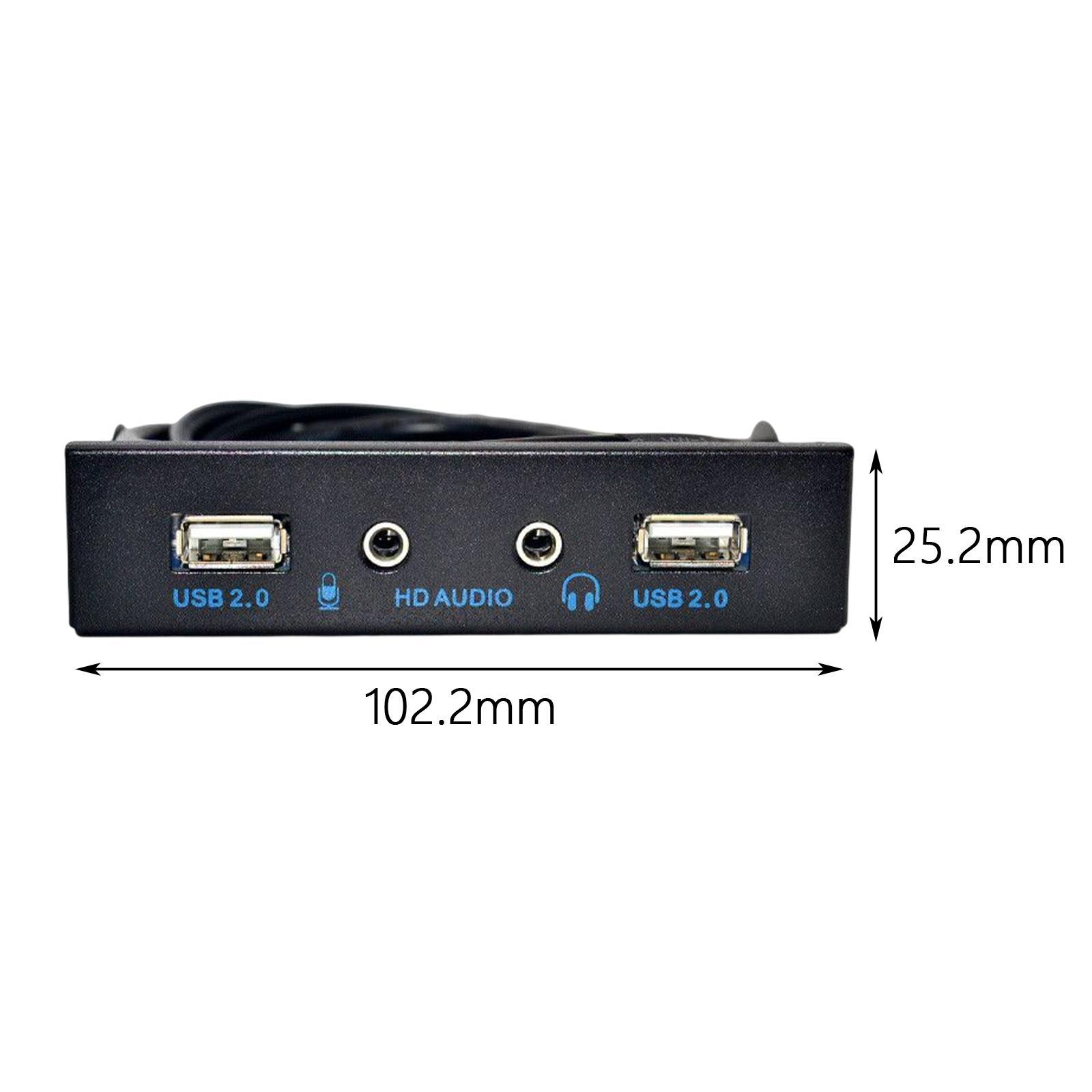 3.5inch 9Pin to USB 2.0 Panel 2 USB 2.0 Ports Mic Interface for PC