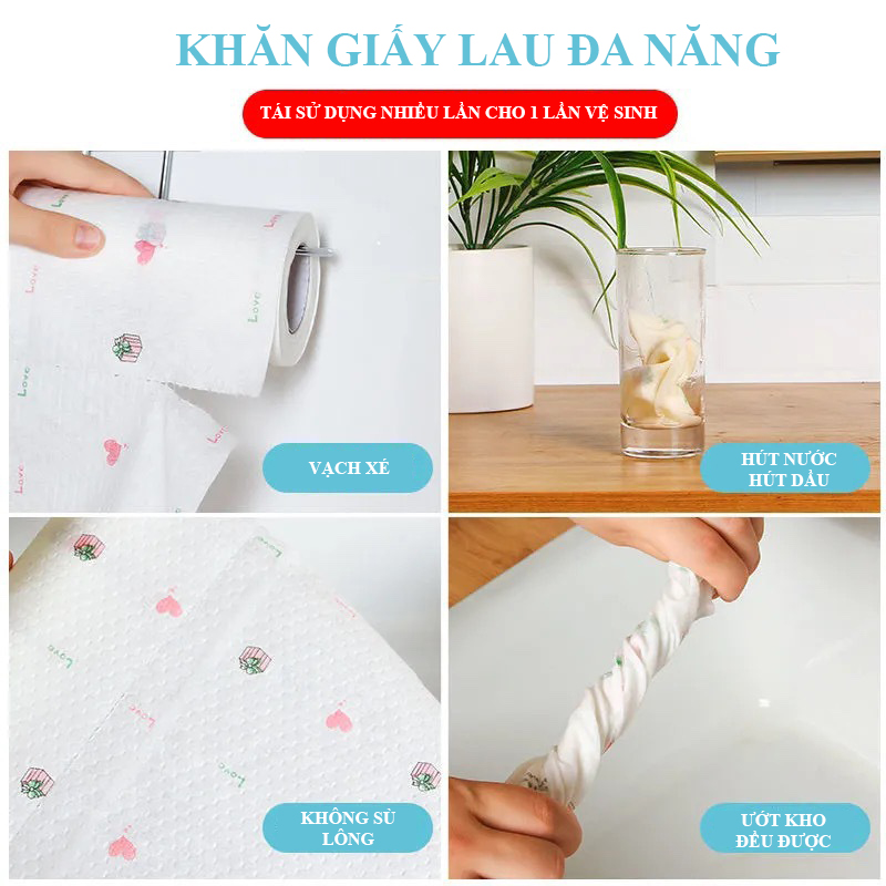 Khăn Giấy Lau Đa Năng Lau Bếp, Lau Tay Cuộn Tái Sử dụng