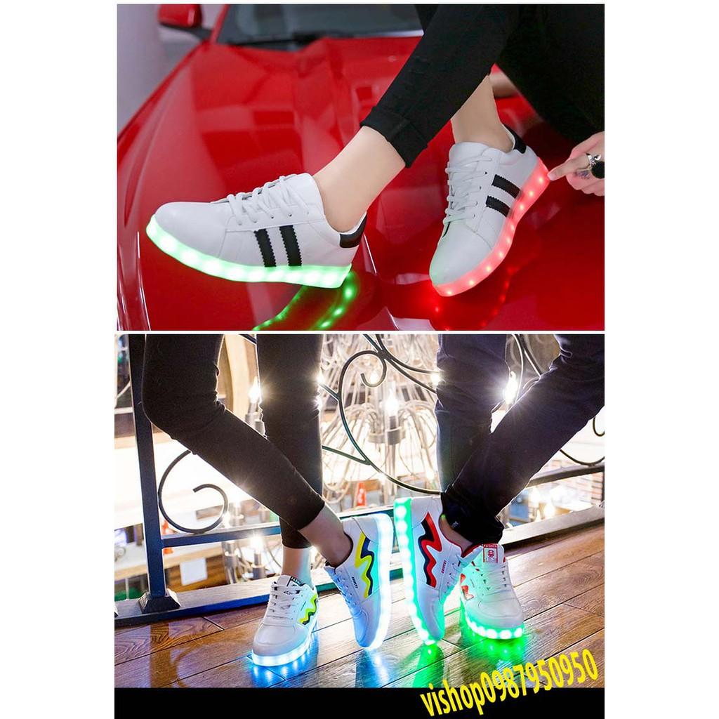 Giày 2 VẠCH thể thao Phát Sáng 7 Màu phong cách Hàn Quốc ( video và ảnh thật) otoke