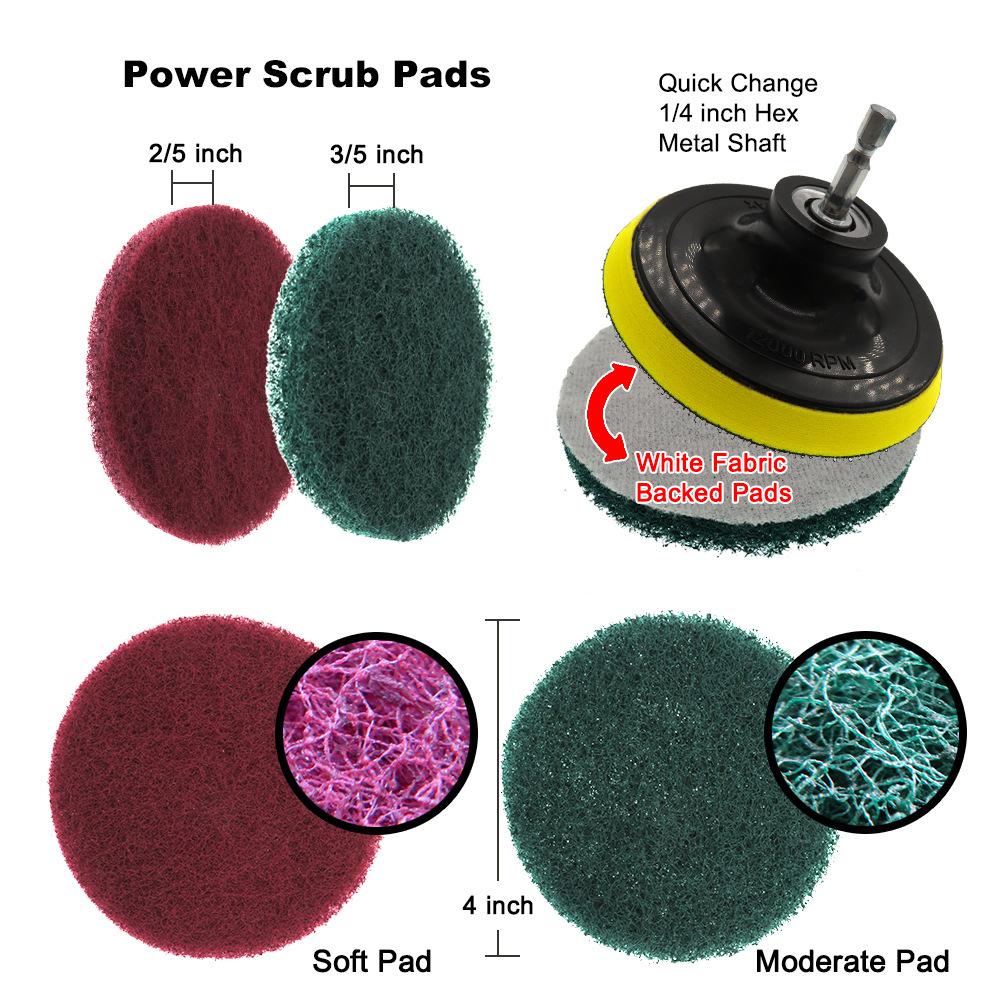 11Pcs Scrubbing Cleaning Kit 4-inch Adhesive Plate Scrub Pads Scouring Pad Kit Compatible with Electric Drill for Carpet