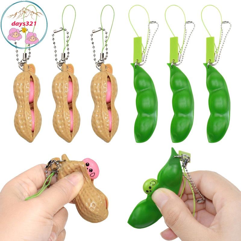 Đồ chơi bóp hạt đậu giải tỏa áp lực gắn điện thoại Móc khóa hạt đậu móc khóa hạt lạc