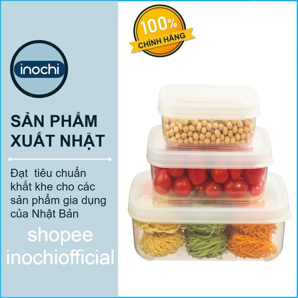 Bộ 6 Hộp Thực Phẩm Chữ Nhật Hokkaido 500 - 750 - 1000 - 1500 - 2000 - 2500Ml - Xanh Nhạt
