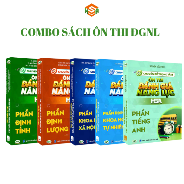 Combo 5 Sách ôn thi đánh giá năng lực Hà Nội (Định Tính + Định Lượng + Tự Nhiên + Xã Hội + Tiếng Anh)