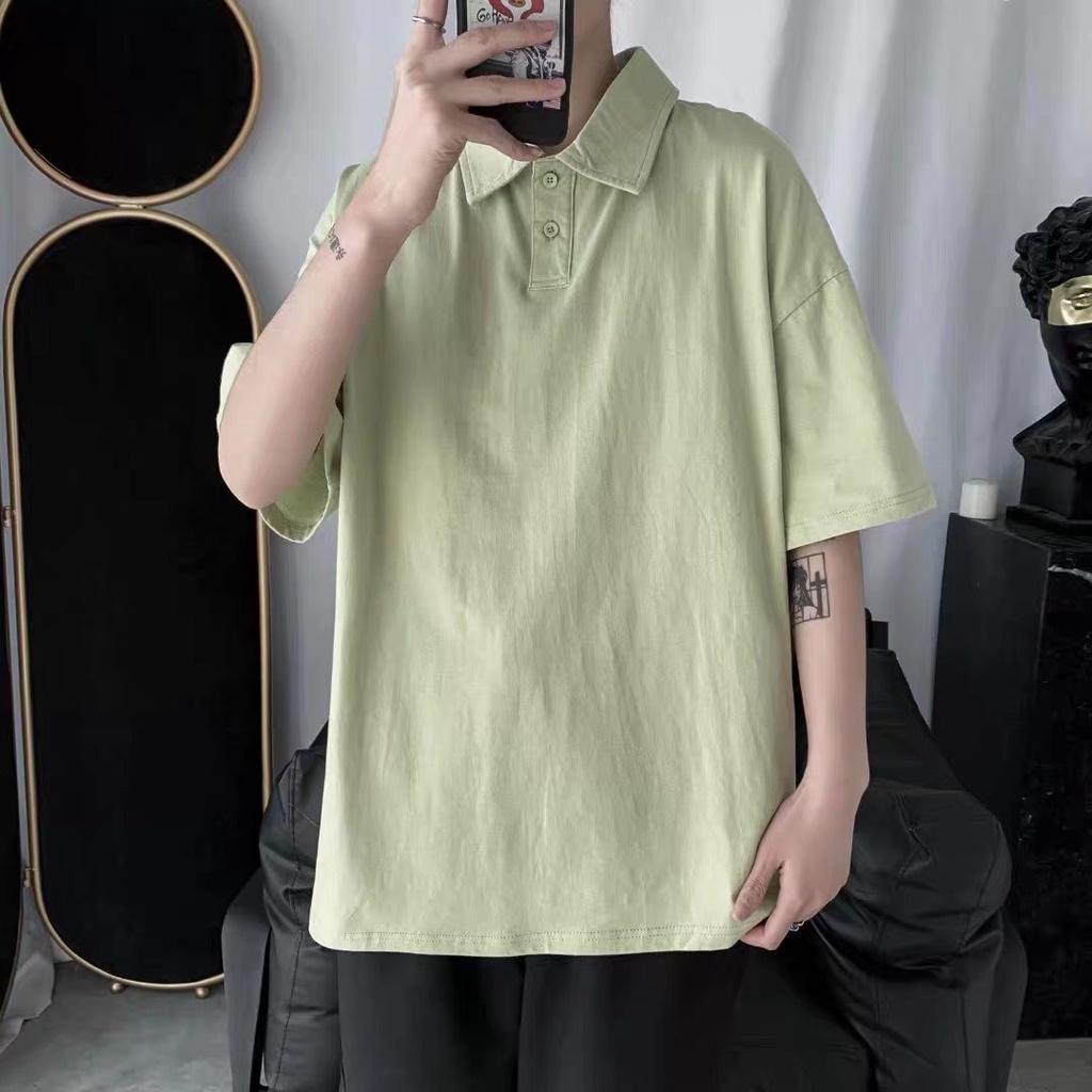 Áo PoLo form rộng phong cách Hàn Quốc cổ bẻ - Áo PôLô Trơn Unisex phối túi t