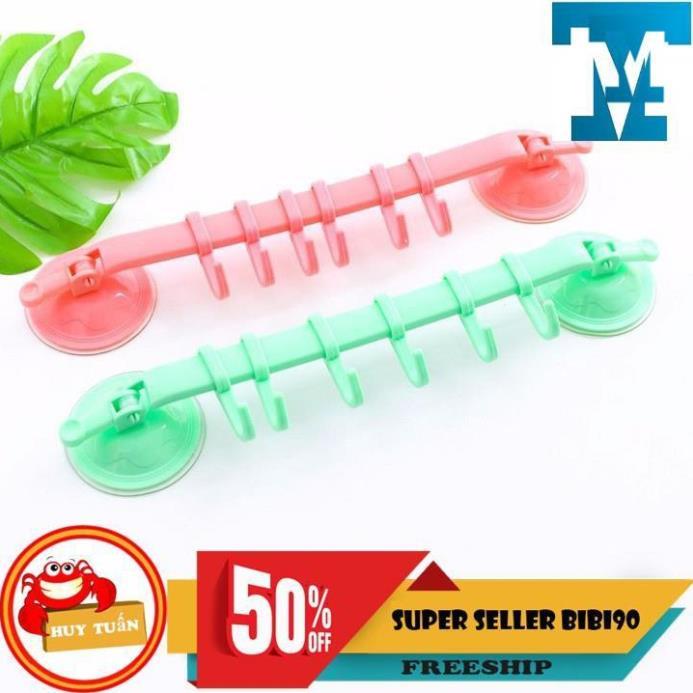Móc treo đồ hút chân không tiện dụng thanh 6 móc