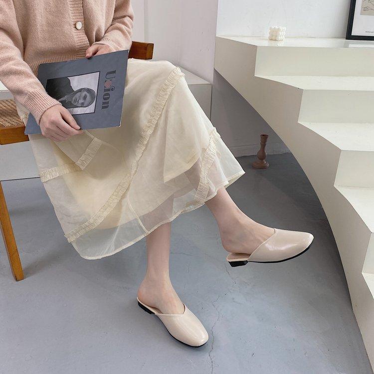 Giày Sandal Đế Thấp Mũi Vuông Thời Trang Dành Cho Nữ