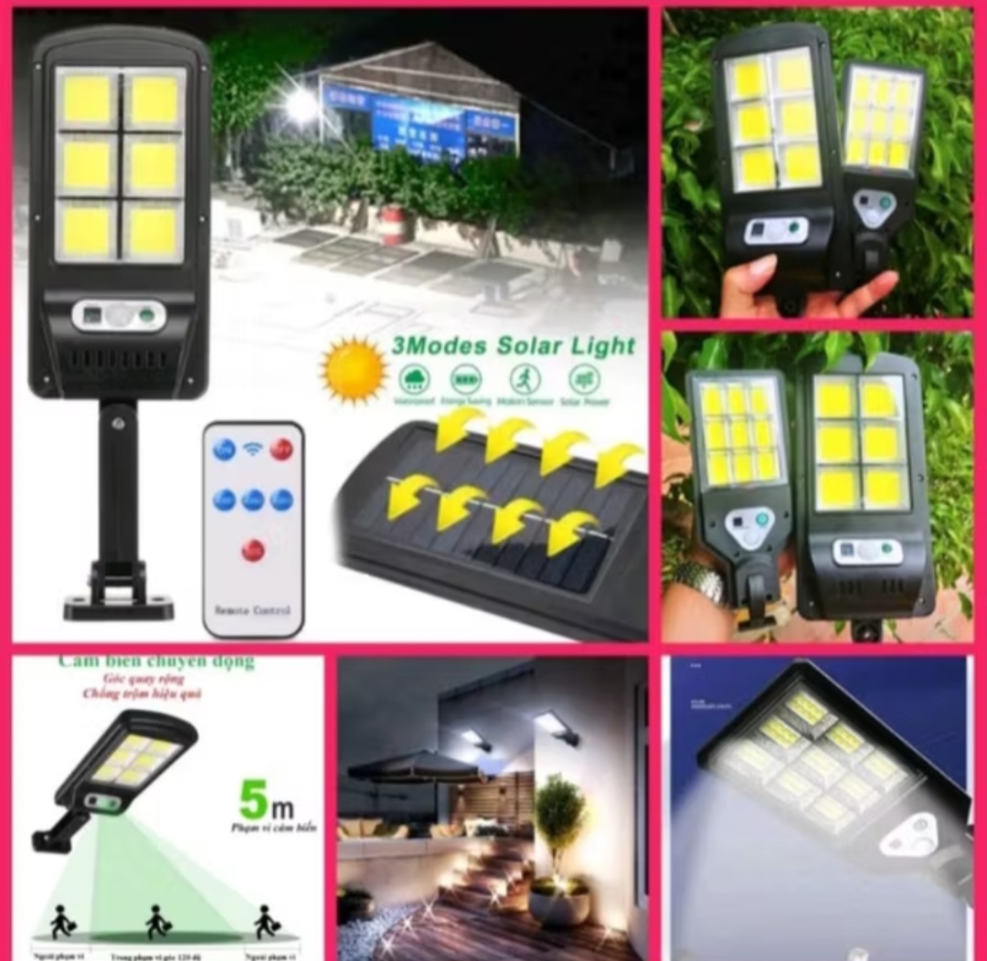 1 ĐÈN LED CHIẾU SÁNG NĂNG LƯỢNG MẶT TRỜI CẢM BIẾN HỒNG NGOẠI CÔNG XUẤT 150W 6 TIM LED