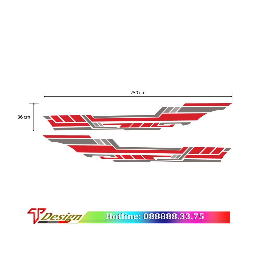 Trang trí oto, tem xe độc đáo, tem dán sườn dành cho xe Toyota đẹp WRAP 15, KT 250x36cm