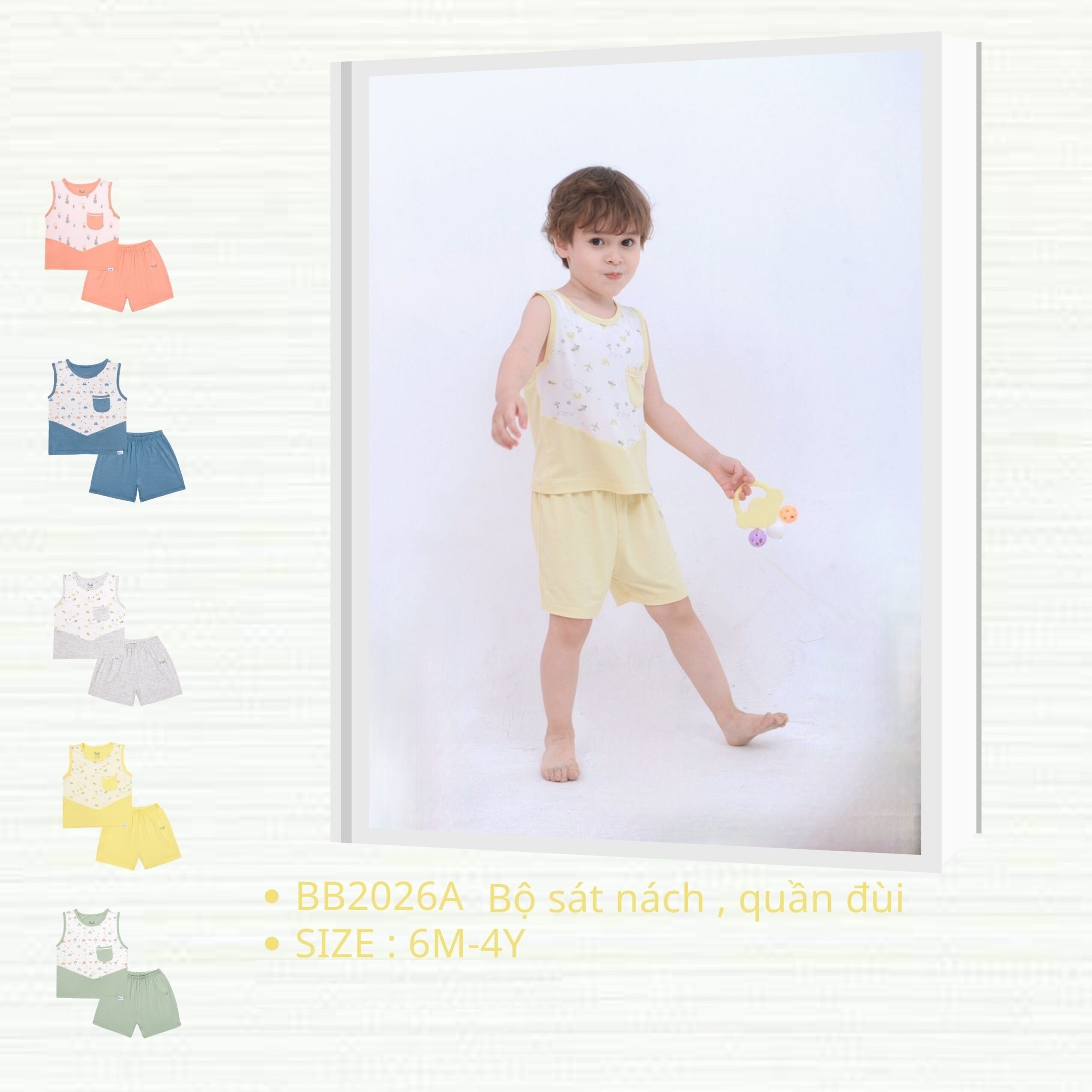 Bộ Sát Nách  BARU cho bé chất cotton 4C , thời trang trẻ em ( 6M -4Y )