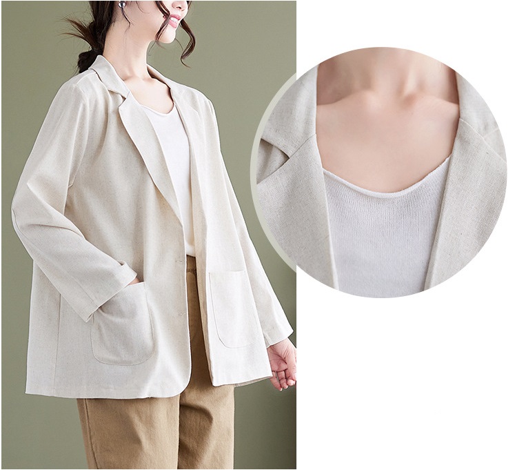 Áo blazer nữ công sở dài tay, kiểu dáng cơ bản dễ mặc, chất liệu linen bột cao cấp CS03